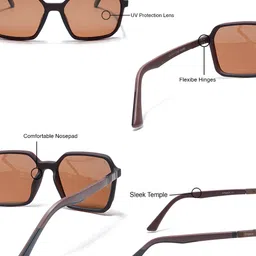 Eyejack Unisex Square Sunglasses with Polarised and UV Protected Lens image 4