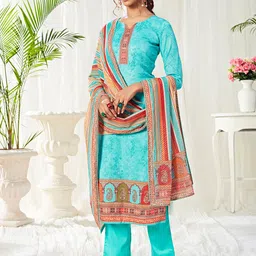 ALIZEH Ethnic Motifs Printed Sequinned Straight Kurta With Trousers & Dupatta image 2