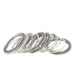 Shining Diva Set of 18 Gold-Plated & White Stone-Studded Bangles image 3