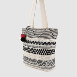 ALII AND ALIIZEY Off-White & Black Self-Design Shoulder Bag image 3