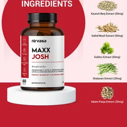 Nirvasa Set of 3 Maxx Josh Tablets with 15 Natural Herbs - 60 Tablets Each image 3