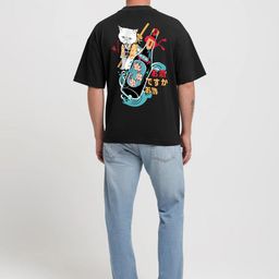 MISCHIEF MONKEY Graphic Printed Knitted Pure Cotton Oversized T-shirt-picture-31
