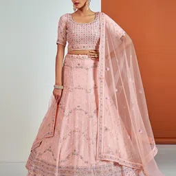Fusionic Embroidered Sequin Work Semi-Stitched Lehenga With Unstitched Blouse & Dupatta image 4