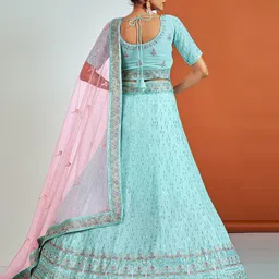 Fusionic Embroidered Sequin Work Semi-Stitched Lehenga With Unstitched Blouse & Dupatta image 2