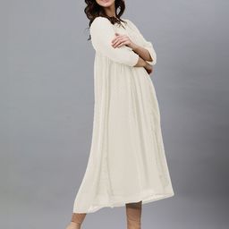 Janasya Dobby Self Design Empire Styled A-Line Chiffon Kurta image 5