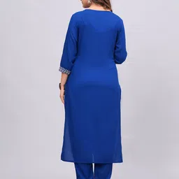 NEW4U Floral Embroidered Sequinned Kurta with Palazzos & With Dupatta image 3