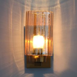 SHREE KALA HOME DECOR Brown & Transparent Cylinder Metal Contemporary Wall Lamp-28