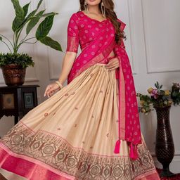 Aika Printed Foil Print Ready to Wear Lehenga & Unstitched Blouse With Dupatta image 4