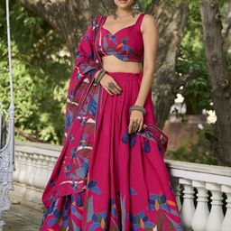 Aika Printed Foil Print Ready to Wear Lehenga & Unstitched Blouse With Dupatta image 3