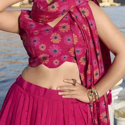 Aika Printed Foil Print Ready to Wear Lehenga & Unstitched Blouse With Dupatta image 2