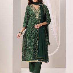Libas Bandhani Printed Thread Work Straight Kurta With Trousers & Dupatta image 5