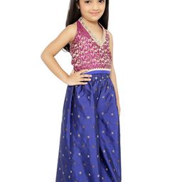 Twisha Girls Purple & Blue Embellished Top with Palazzos-image-38