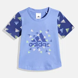 ADIDAS Kids Brand-Logo Print T-shirt with Contrast Sleeves-image-3