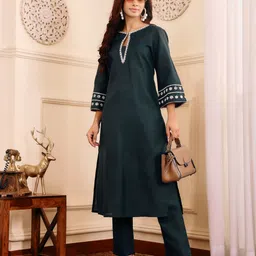 Varanga Embroidered Straight Sequinned Kurta with Palazzos-51