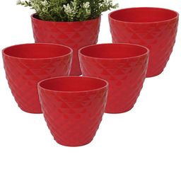 Kuber Industries Red 6 Pcs Diamond Pattern Flower Planters-15