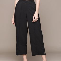 Label Ritu Kumar Women Black Straight Fit Parallel Trousers-5