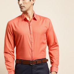 SOJANYA Men Coral Orange Cotton Classic Regular Fit Cotton Formal Shirt-image-44