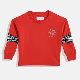 U.S. Polo Assn. Kids Girls Red Printed Pure Cotton Sweatshirt-24