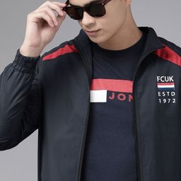 French Connection Men Blue Solid Lightweight Bomber Jacket-image-81