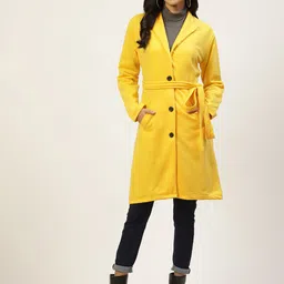 Belle Fille Women Yellow Fleece Longline tailored Jacket-image-76
