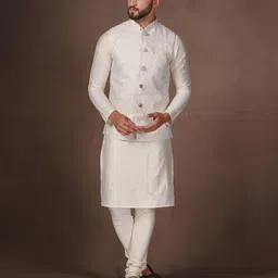 KISAH Mandarin Collar Kurta And Churidar With Nehru jacket-image-121