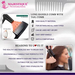 MAJESTIQUE 2-Pcs Long Handle Comb With Tail Comb Set image 2