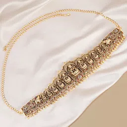 Peora Gold Plated Lakshmi Engraved Waist Chain Saree Accessories-picture-41
