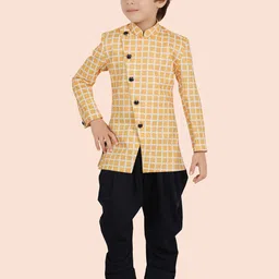 Ethniks Neu-Ron Boys Cotton Checked Printed Kurta with Pant Style Pyjamas-10