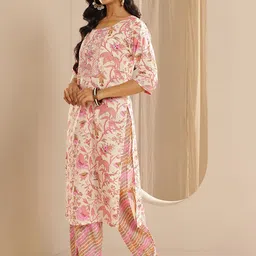 Libas Floral Printed Thread Work Straight Kurta With Salwar & Dupatta image 2