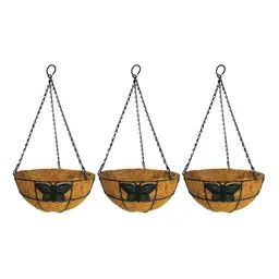 Garden Deco Black 3 Pcs Metal Hanging Basket Planter With Chain-image-58