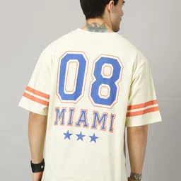 THE HOLLANDER Round Neck Typography Printed Cotton Drop-Shoulder Sleeves Oversized T-shirt-image-89