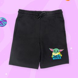 YK Star Wars Boys Black & Green Yoda Printed Shorts-picture-0