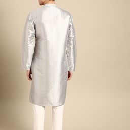 MANQ Men Striped Regular Kurta with Pyjamas image 5