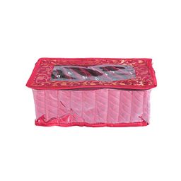 Kuber Industries Pink Solid Jewellery Organizer With 10 Pouches-44