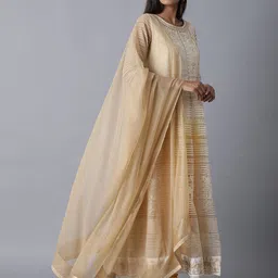 W Gold Dupatta with Sequinned image 2