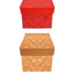 Kuber Industries Set of 2 Metallic Printed Foldable Wardrobe Organiser Box With Lid image 4