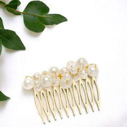 AccessHer White Gold-Plated Embellished Comb Pin-image-6