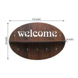 RANDOM Brown MDF Wall Shelf with Keyholders image 2