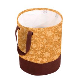 Kuber Industries Set Of 2 Beige & Maroon Printed Round Foldable Laundry Basket With Handles 45 L image 3