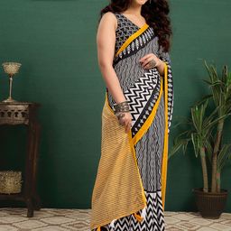Sangria Striped Saree With Unstitched Blouse Piece image 4