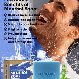MANCODE Men Pack of 3 Blue Refreshing Cool Menthol Soap Bars image 2