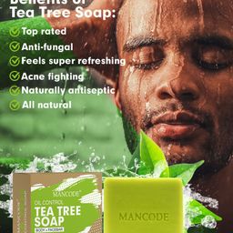 MANCODE Pack of 3 125gm Tea Tree Oil Control Soap image 3