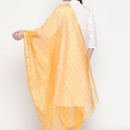 Dupatta Bazaar Yellow & Gold-Coloured Checked Dupatta image 2