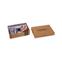 Tossido Men Blue & Brown Printed Bow Tie With Pocket square-image-42