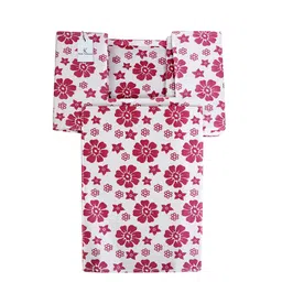Kuber Industries Unisex Set Of 2 Pink & White Flowers Print Saree Stacker Organisers image 2