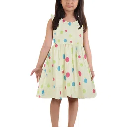 Kids On Board Yellow & Pink Polka Dot Printed Dress-image-87