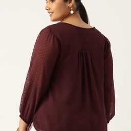 Antheaa Curve Plus Size Self Design Pleated Chiffon A-Line Top image 4