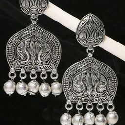 OOMPH Peacock Shaped Drop Earrings-image-51