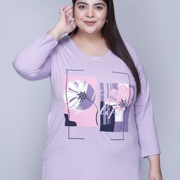 IN Love Women Printed Plus Size Round Neck Cotton T-Shirt-13