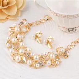 Jewels Galaxy Luxuria Gold Plated White Pearl Necklace Set-picture-22